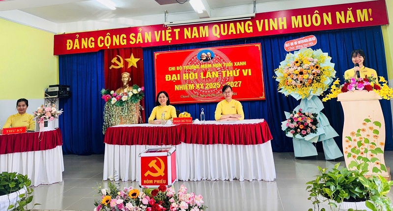 ĐẠI HỘI CHI BỘ TRƯỜNG MẦM NON TUỔI XANH, NHIỆM KỲ 2025 -2027