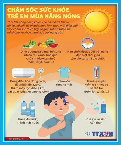 CHĂM SÓC SỨC KHOẺ TRẺ EM MÙA NẮNG NÓNG